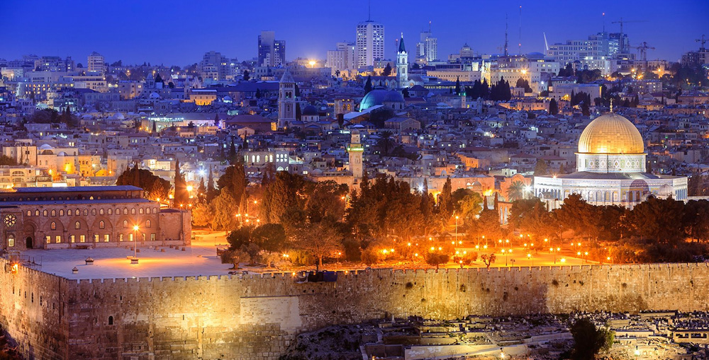 Holy Land at night